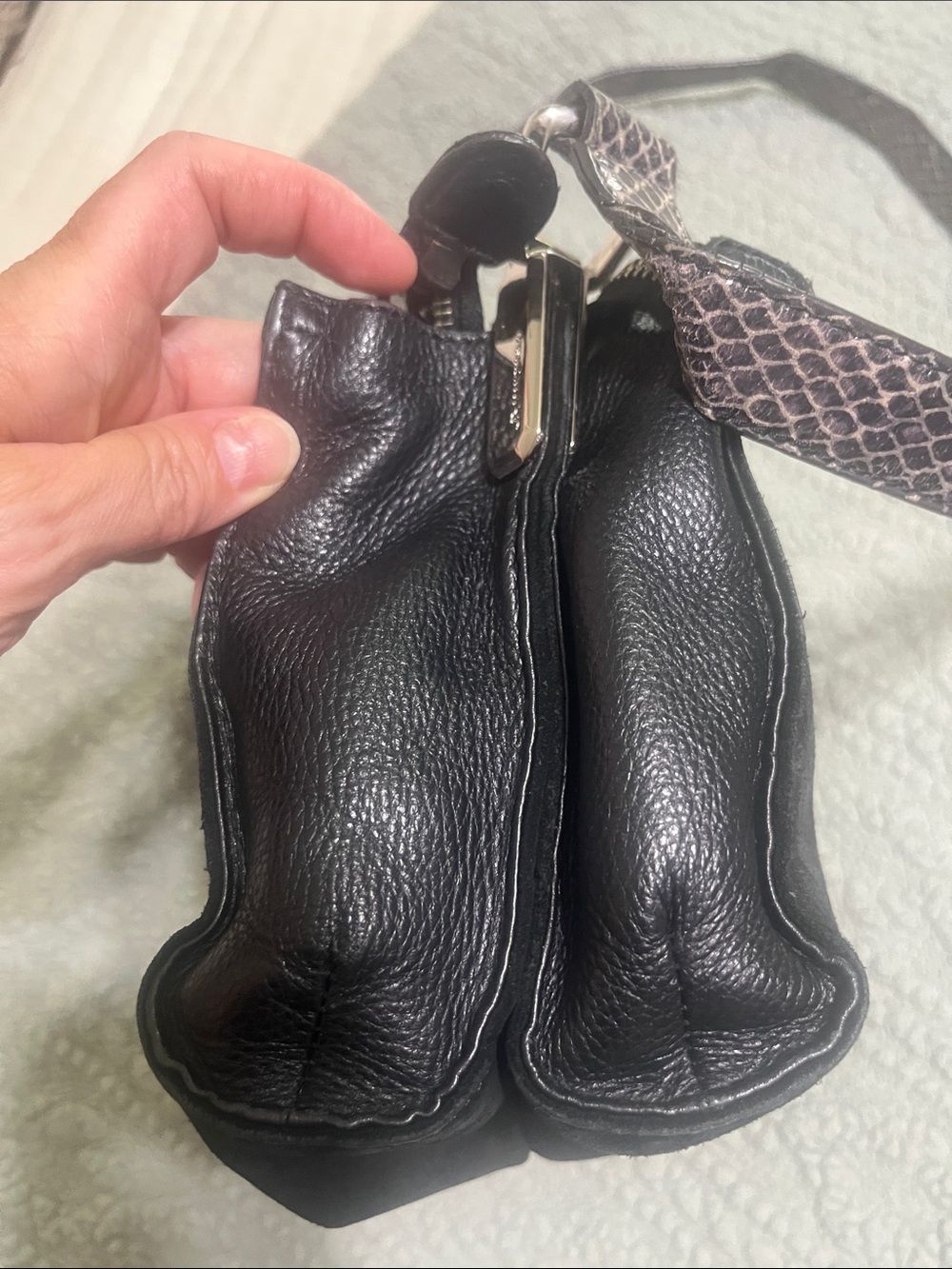 B. Makowsky Leather Black Fringe Crossbody Bag - Stylish Leather & Suede Bag - Picture 7 of 14
